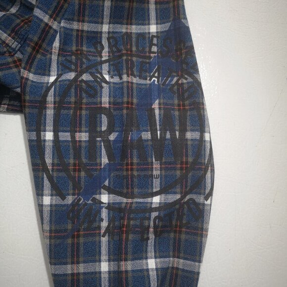 G-Star Raw Men's Size Medium Made in India Blue Plaid Button Front Shirt - Picture 7 of 13
